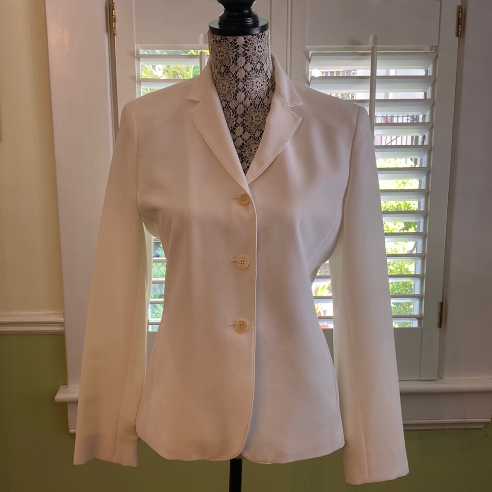 Lauren Ralph Lauren Winter White Lined Quiet Luxury Preppy Blazer Jacket Size 4